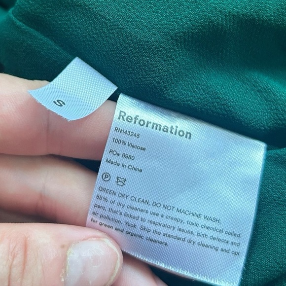 Reformation Mallory Wrap Dress Forrest Green V Neck Midi Size Small - Picture 10 of 10